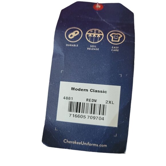 Cherokee Workwear Authentic Scrubs Long-Sleeve Red Top 2XL 95% Rayon 5% Spandex - Picture 5 of 10